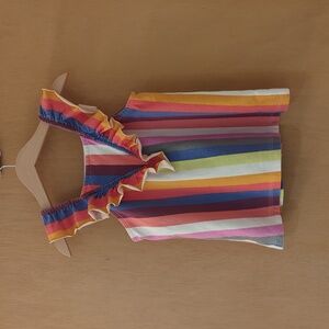 Tea Collection Rainbow Striped Ruffle Sleeveless Shirt